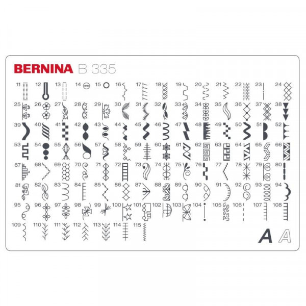 Carte de motifs des points BERNINA 335